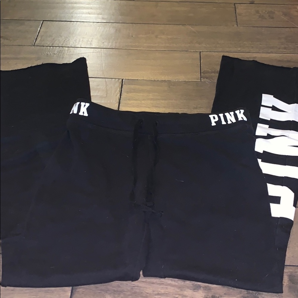 PINK flare sweatpants with logos